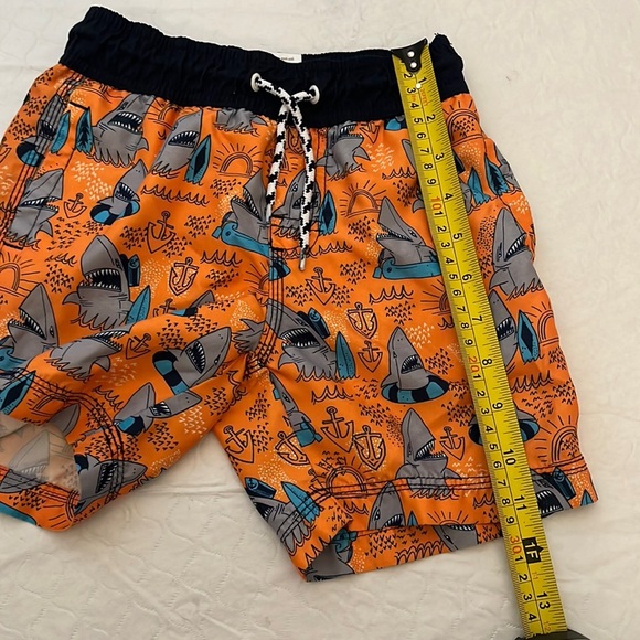 Gymboree shark print orange and blue multicolor lined swim trunks 4 - Picture 4 of 7